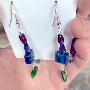 Natural gemstone earrings.